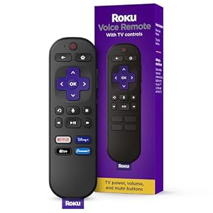 Roku Voice Remote | Replacement TV Remote Control with Voice Control, Simple Setup, & Pre-Set App Shortcuts – Compatible with Roku TV, Players, & Audio Devices