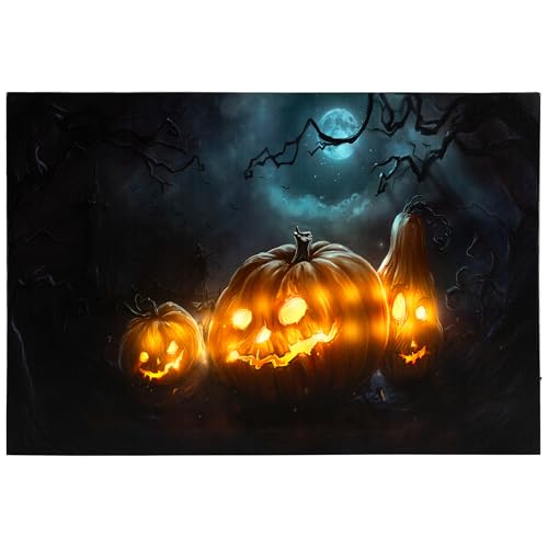 Northlight LED Lighted Spooky Halloween Jack-O-Lanterns Canvas Wall Art, 15.75