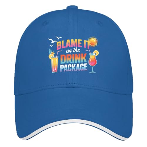 Blame It On The Drink Golf Hat for Camping and Vacation Blue