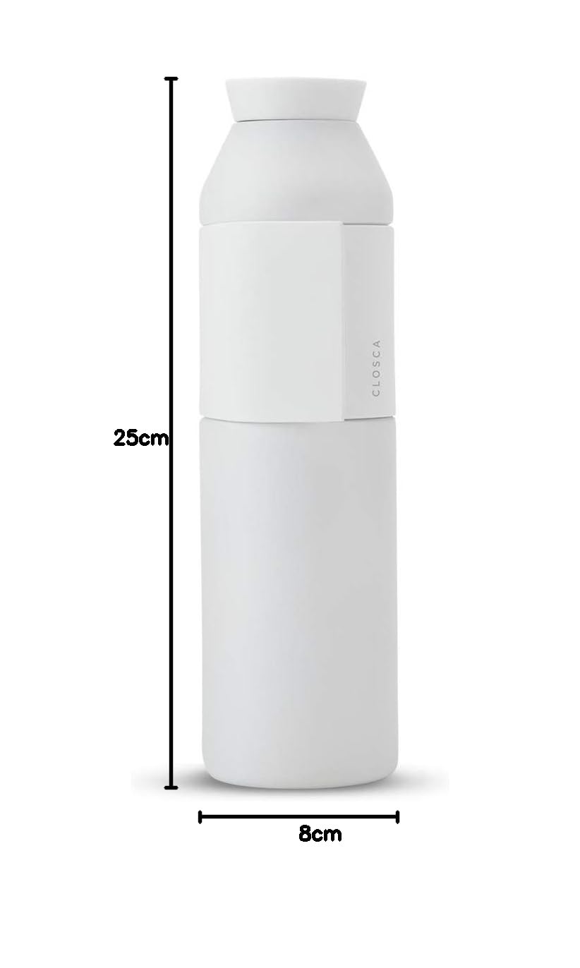 Closca Bottle Wave Trinkflasche aus Edelstahl, zum Aufstecken, für Kinder und Erwachsene, BPA-frei, Weiß, 600 ml