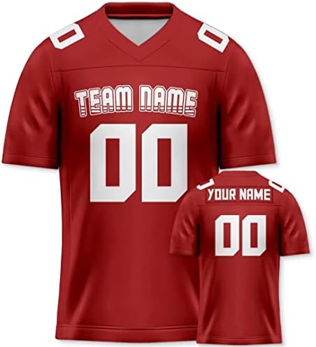 Custom Red Football Jersey Personalized Replica Shirts Stitched/Printed Team Name & Number for Men Women Kids