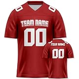 Custom Red Football Jersey Personalized Replica Shirts Stitched/Printed Team Name & Number for Men W