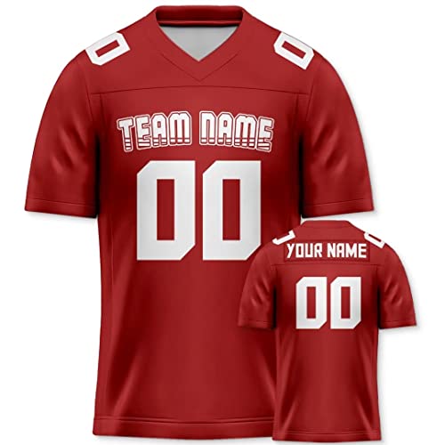 Custom Red Football Jersey Personalized Replica Shirts Stitched/Printed Team Name & Number For Men Women Kids #TOP24