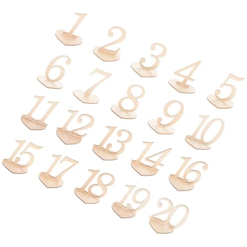 SEWACC 20 Pièces Numéros de Table en Bois Forme Cœur pour Mariage, Panneaux Réservés Réutilisables, Couleur Kaki, Design Élégant pour Décoration de Fête