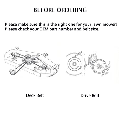 174368 (5/8\'\' x 90\'\') & 180808 (5/8\'\' x 89\'\') Mower Deck Belt Combo for Craftsman 48\" Mower Primary Mower Belt Replacement Parts - Thumbnail 3