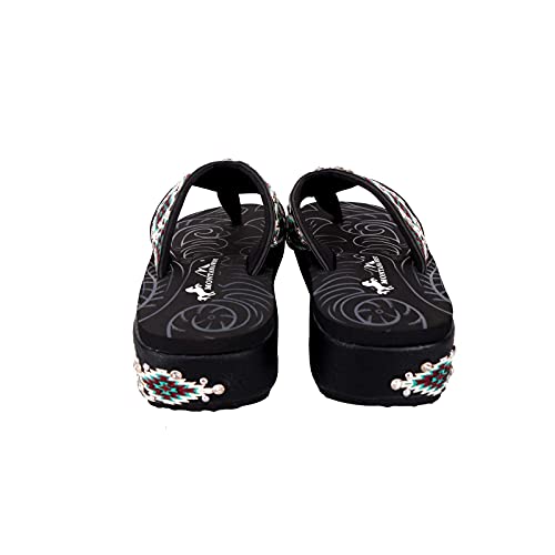 Montana West Sandals Women's Flip Flops Platform Western Embroidered Crystal Studded Comfort Wedge Sandalss Black Sef03-S096Bk-7 #TOP5