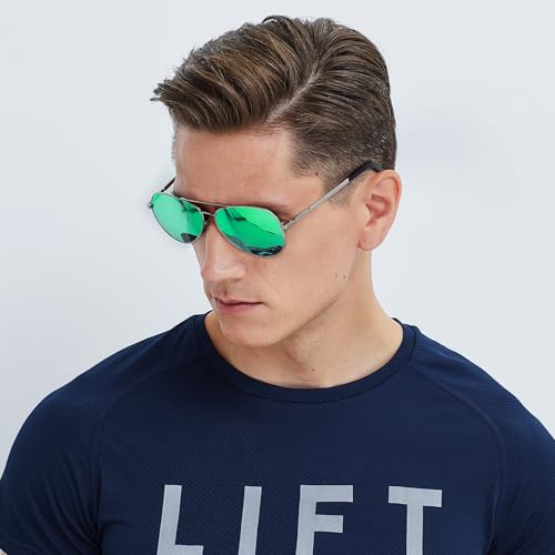 Image of DUCO Aviator Sunglasses for Men Women Vintage Polarized Sun Glasses Mirrored Lens Metal Frame Designer Shades 3025K