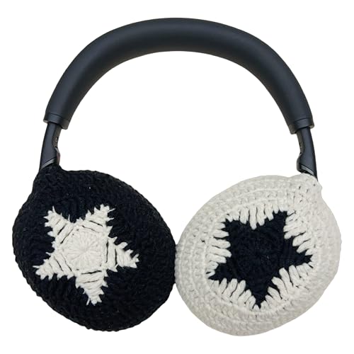 Funda para auriculares hecha a mano con diseño de estrella en blanco y negro, compatible con Sony xm4, funda protectora para amantes de la música