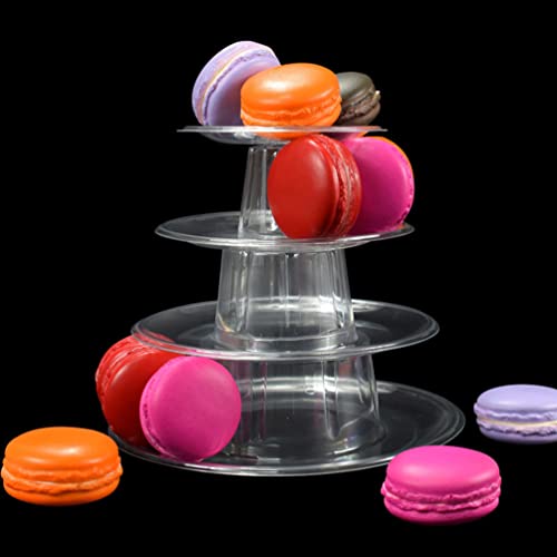 Doitool Macaron Tower Stand 4 Tier Transparent Plastic Round Macaron Tower Display Stand For French Macarons Cupcake Cake Holder Platter For Baby Shower, Birthday, Wedding Party Decor #TOP3