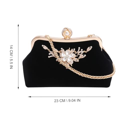 Pochette de soirée à strass avec compartiment rouge à lèvres et chaîne - 4