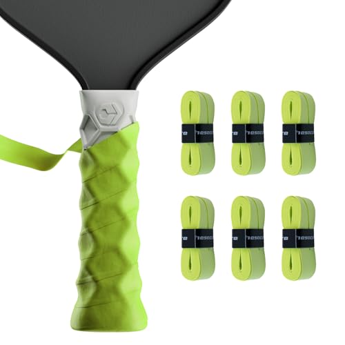 Hesacore Hesatac Overgrip Tape 6 Pack Neon Green for Pickleball, Padel & Tennis Sweat Absorbing, Soft, Anti-Slip, Stretchable Overgrip