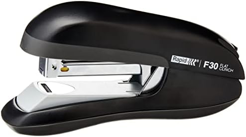 Rapid F30 Fashion Half Strip Stapler, 30 Sheet Capacity, Flat Clinch Stapling, Ergonomic Design, Black, 23256500
