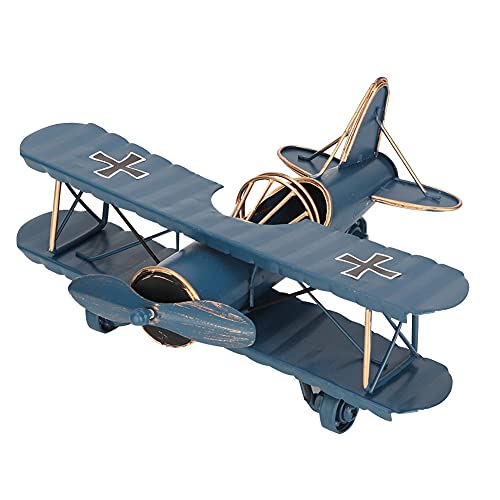 Tyenaza Vintage Airplane Decor, Metal Iron Aircraft Biplane Model Retro Hanging Plane Handicraft Ornament for Christmas Birthday Gifts, Home Decor Photo Props(Blue) by Tyenaza - Used condition - US$15.16