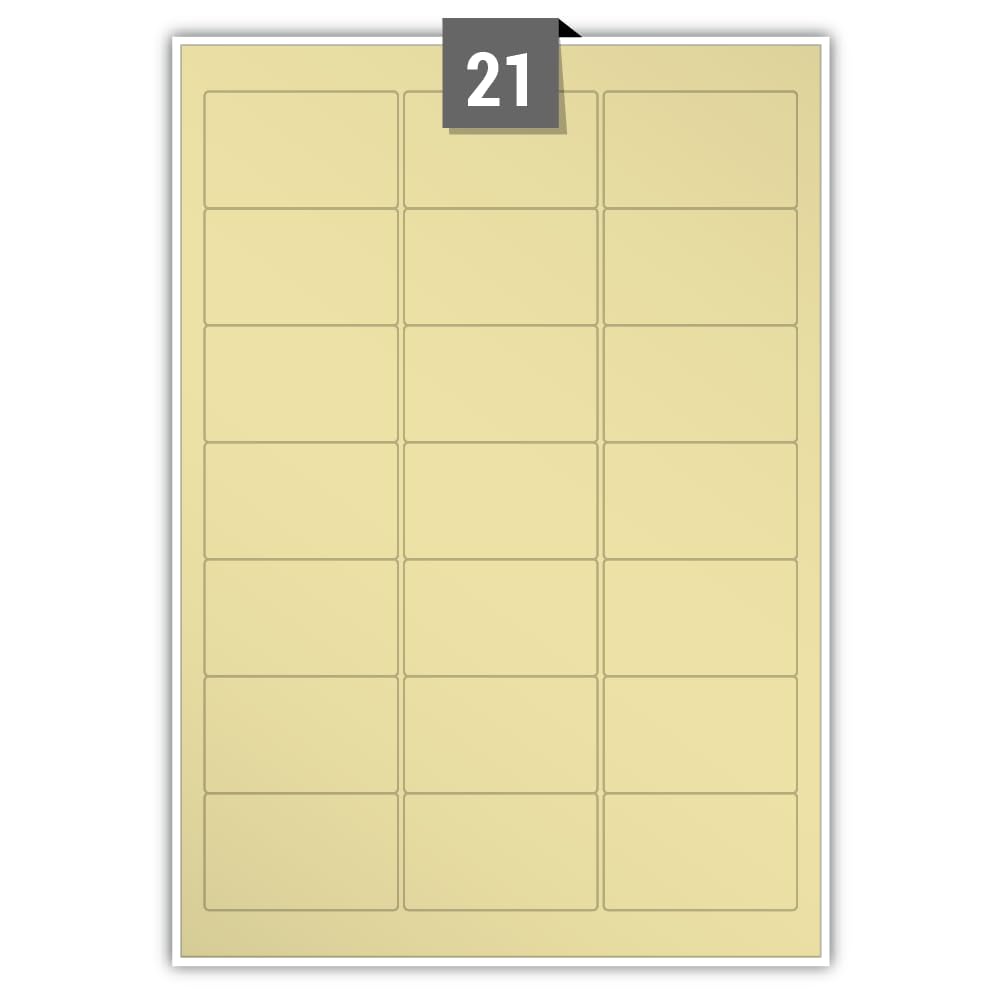 Luxury Permanent Adhesive Dry Edge Sand Paper Labels 21 Rectangle Printable Labels per A4 Plain Sheet – Label Paper Size 63.50 mm x 38.10 mm Ideal for Office, Packaging, Shipping