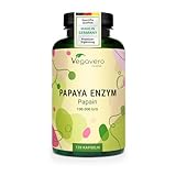 Papaya Enzym Vegavero | Hochdosiert: 2.100 mg reines Papain pro Tagesdosis | Hohe Enzymaktivität: 100.000 units/g | Natürlich aus der Frucht| 120 Kapseln | Vegan & Ohne Zusätze