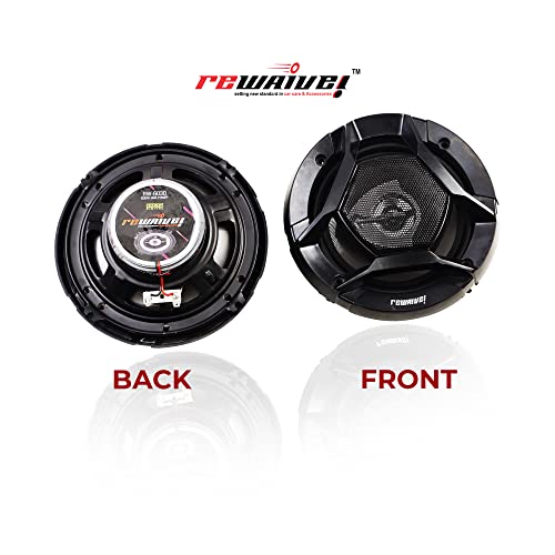 rewaive High Performance 3 Way 6 Inch Coaxial Car Speaker with Inbuilt PEI Tweeter and HOP Woofer 600W MAX Pair Door Speakers - Black