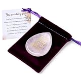 ZHIYUXI Ein Tag nach dem anderen, 'Thinking of You' Geschenke für Frauen, inspirierender Rosenquarz, Daumen-Sorgenstein für Angst, Stressabbau, Sie haben dieses Nüchternheitsgeschenk für sie