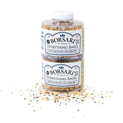 Borsari Seasoned Salt 2-Shaker Gift Set - Everything Bagel Seasoning Blend - Gluten Free Gourmet Seasonings For Steak, Fish, Poultry, & More - (3.2oz Shaker Bottles)