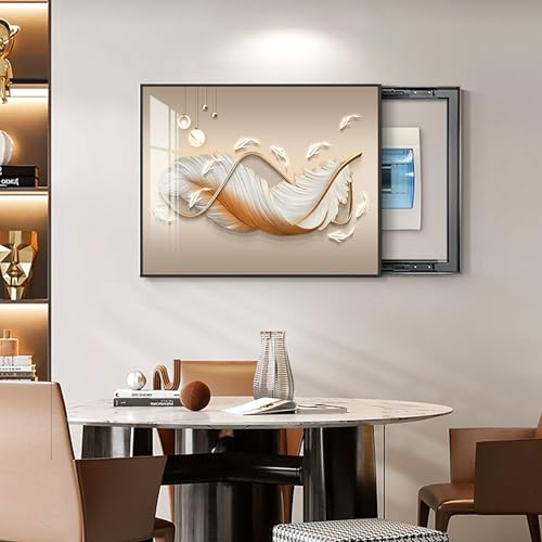 Breaker Box Cover Decorative, Electric Meter Fuse Box Cover, Modern Wall Art Painting, Crystal Ceramic Surface, Sliding or Flip-up Design, Widely Used(Orange 2,50 * 40cm/19.7 * 15.7in)