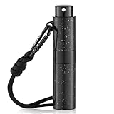 Lulupack Travel Perfume Bottle Refillable - Keychain Cologne Spray Atomizer Mini - Small Travel Size Sprayer Empty Refill Sample Container - Portable Fragrance Decant Dispenser for Women 8ml Black