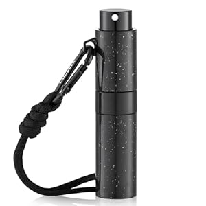 Keychain Travel Perfume Bottle – Refillable Cologne Spray Atomizer Mini – Small Travel Size Essentials for Sprayer Empty Container – Portable EDC Airplane Gadgets Gift for Men 8ml Black