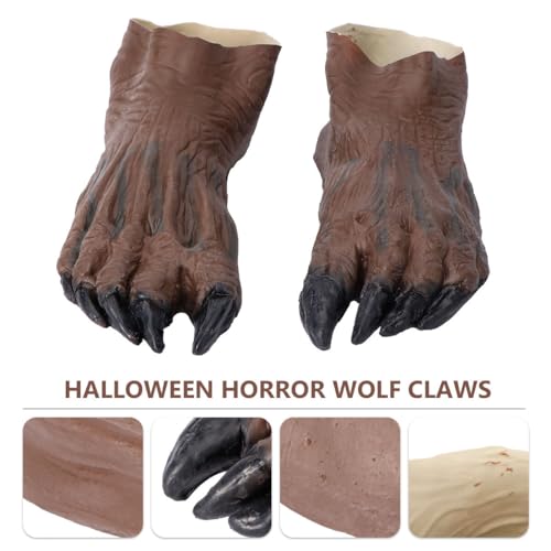 Happyyami Halloween Wolf Foot Cover Wolf Gloves Werewolf Shoe Covers Halloween Costume Accessory 1 Pair3