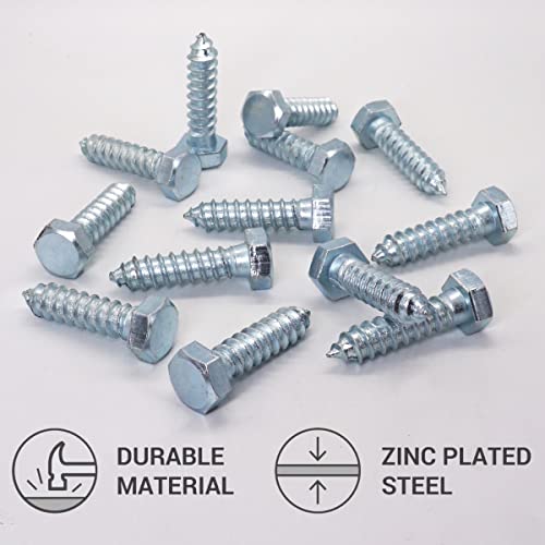 SKIR'CO (4 pcs) DIN 571 Zinc Plated Steel Hexagon Head Wood Screws M12 x 50 mm, Coach Screws, Hex Screw, Lag Bolts - Image 3