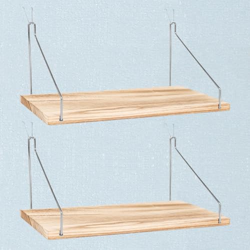 2-Pack Cubicle Shelf For Fabric Walls With Hooks:12x6.0in Wooden Cubicle Shelf Hanging Silver Bracket Use For Office Cubicle Accessories Office Stylish Ations Cubicle Decorations For Women Desk