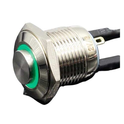 Interrupteur métallique 16mm inox poussoir momentané LED blanc 3V bouton commande 10A