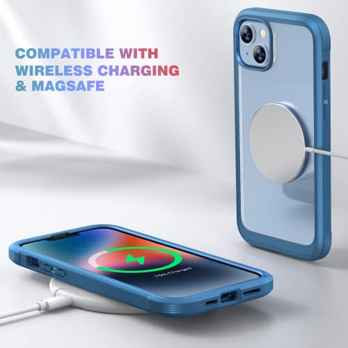 Diaclara Designed for iPhone 14 Plus Case, Full Body Rugged Case with Built-in Touch Sensitive Anti-Scratch Screen Protector, with Camera Lens Protector for iPhone 14 Plus 6.7" (Blue and Clear) - Thumbnail 4