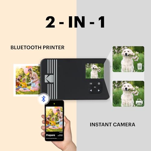 KODAK Mini Shot 3 Retro 4PASS 2-in-1 Instant Digital Camera and Photo Printer (3x3 inches) Initial 8 Sheets + 60 Sheets Cartridge Bundle, Yellow (NOT Zink)
