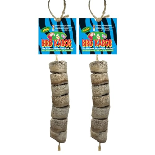 BIRD KABOB Mini - 2 Pack - an All-Natural, Holistic, Veterinarian Recommended, Earth Friendly, shreddable Hanging Bird Toy with Yucca Chunks