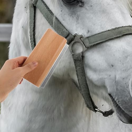 Cepillo para quitar pelo de caballo y perro en acero inoxidable y madera 6