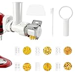 8 in 1 Pasta Maker Attachment for Kitchenaid Stand Mixer,6 Different Shapes Outlet and 1 Dough Bench Scraper and 1 Cleaning Brush,Spaghetti,Fusilli,Bucatini,Rigatoni,Small/Large Macaroni
