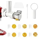 8 in 1 Pasta Maker Attachment for Kitchenaid Stand Mixer,6 Different Shapes Outlet and 1 Dough Bench Scraper and 1 Cleaning Brush,Spaghetti,Fusilli,Bucatini,Rigatoni,Small/Large Macaroni