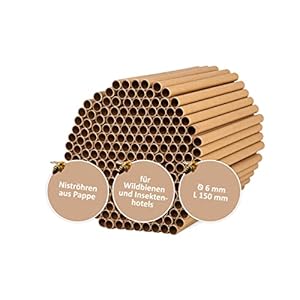 CULT at home 200 nesthulzen voor wilde bijen insectenhotel Ø 6 mm – lengte 15 cm – accessoires vulmateriaal vervanging voor het bijvullen, bouwen en knutselen van nesthulpen, bijenhotel