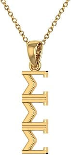 Sigma Sigma Sigma Necklace Vertical Gold Plated Sterling Silver Pendant with 18" Chain