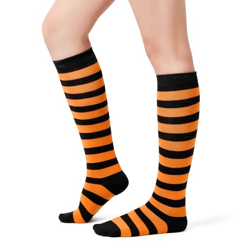 Image of Century Star Knee High Socks for Women Long Tube Socks with Stripes | Soft, Skin Friendly And Stretchy, Vibrant Colors Perfect For Daily Wear, Sports, Halloween And Christmas