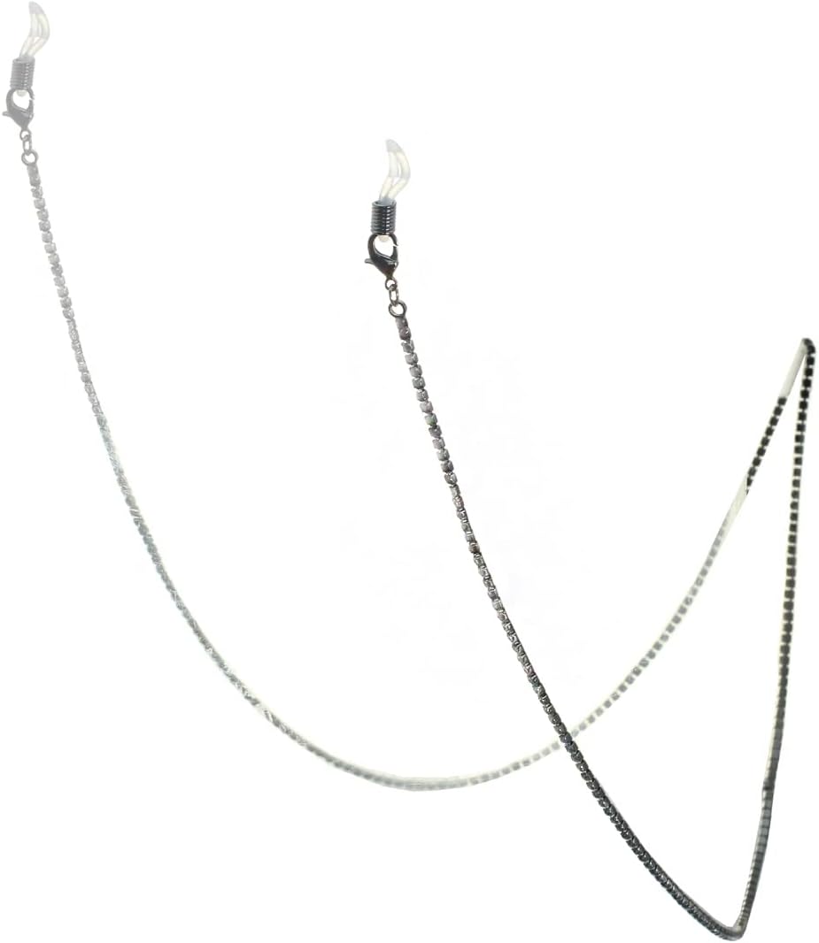 Rosemarie & Jubalee Women's Elegant Crystal Rhinestone Strap Reader Eyeglass Chain Holder Necklace, 28.5"
