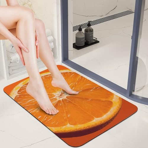 Tapis absorbant l'eau motif orange - Tapis de sol antidérapant intérieur 60x40 - 3