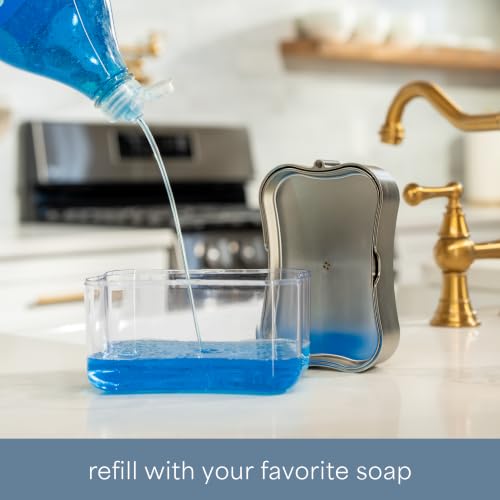Image of S&T INC. Dish Soap Dispenser and Sponge Holder, Metallic Silver