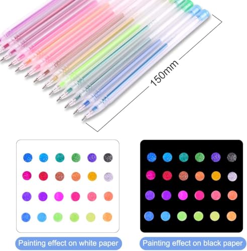 Gurkkst 48 Packs Color Gel Ink Pens Set The Best Gel Pens Colouring Books,Drawing,and Writing (12 Metallic + 12 Glitter + 12 Neon + 12 Water Chalk) - Image 4