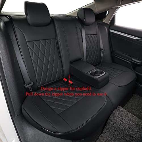 Ekr Custom Car Seat Covers For Select Honda Civic Hatchback Ex,Sport Touring,Ex-L 2016 2017 2018 2019 2020 2021 - Leatherette (Black) #TOP5