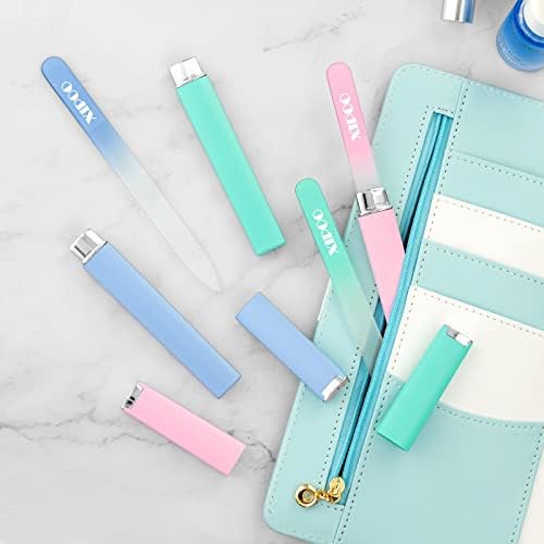 Nail File Glass Nail File 3 Pack Premium Glass Nail File with Case Crystal Nail File Professional Salon Manicure Tool for Natural Nails