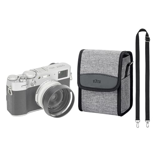 KIWIFOTOS Coque de Voyage compacte pour Fuji XE5 + Objectif F/2.8 23mm, GFX100RF X100VI X100V, Alpha A6700 avec caméra à Objectif 16-50mm, Gris, 150 x 90 x 90mm (5,9 x 3,5 x 3,5'), Poche à col Rond