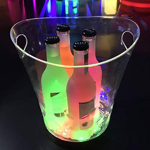 ijsemmer LED Ice Bucket Kleurrijke Dubbellaags Vierkante Bar Bier Ice Bucket Multi-Color Changing Duurzame Ijs Wijn Bucket 5L voor Bar (Color : Double Champagne Buc) - Image 5
