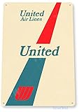 Tinworld United Airlines Retro Commercial Aviation Metal Tin Sign Decor C633