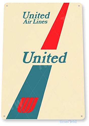 Tinworld United Airlines Retro Commercial Aviation Metal Tin Sign Decor C633