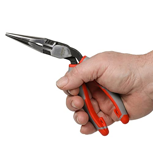 Ares 51016 – 8-Inch Angled Head Long Nose Pliers – Double Injection Handles Provides Superior Grip Control And Strength – Offset Angled Head Offers Increased Access And Leverage #TOP5