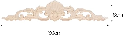 Miniatura 2 de MUXSAM Apliques tallados en madera, paquete de 2 calcomanías de tallas de madera sin pintar, superposición decorativa para paredes, puertas,